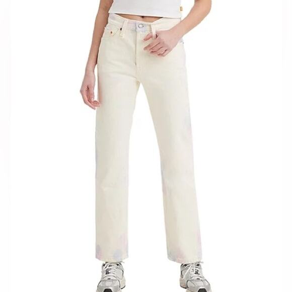 NEW Levi’s 501 Jeans High Rise Straight Leg White Tie-Dye Button Fly Womens 27 - Picture 3 of 10